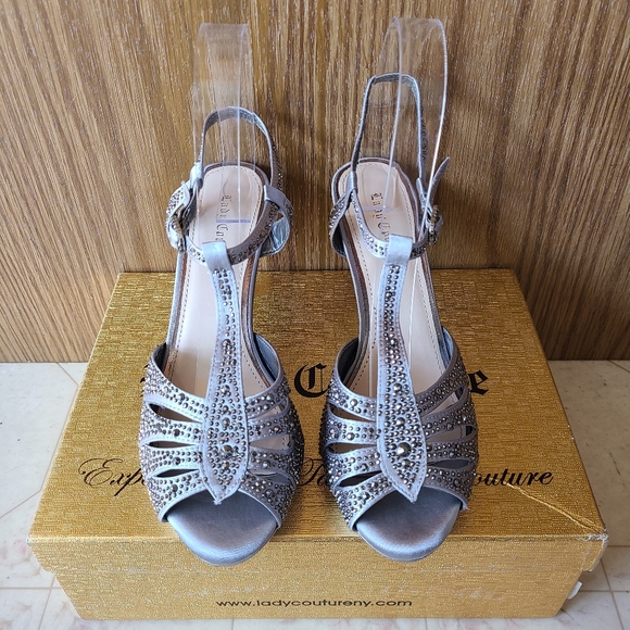 NWB Lady Couture Midnight Pewter Platform Dressy Heels Size EU37/US6.5 - Picture 5 of 12